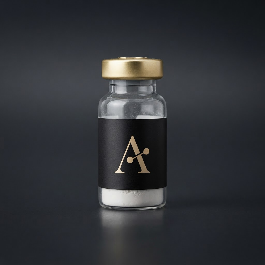 AIKEN·PEPS research-grade peptide vial with gold crimp cap